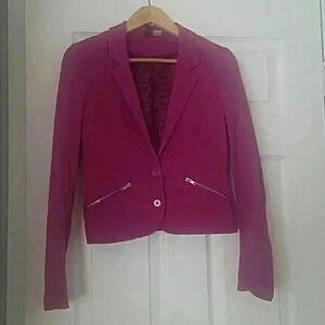 Divided Blazer with Buttons and Zipper Pockets